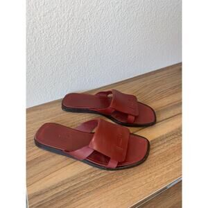 Hermès Red Leather Sandals – Unisex Designer Slides – Size 6.5-7